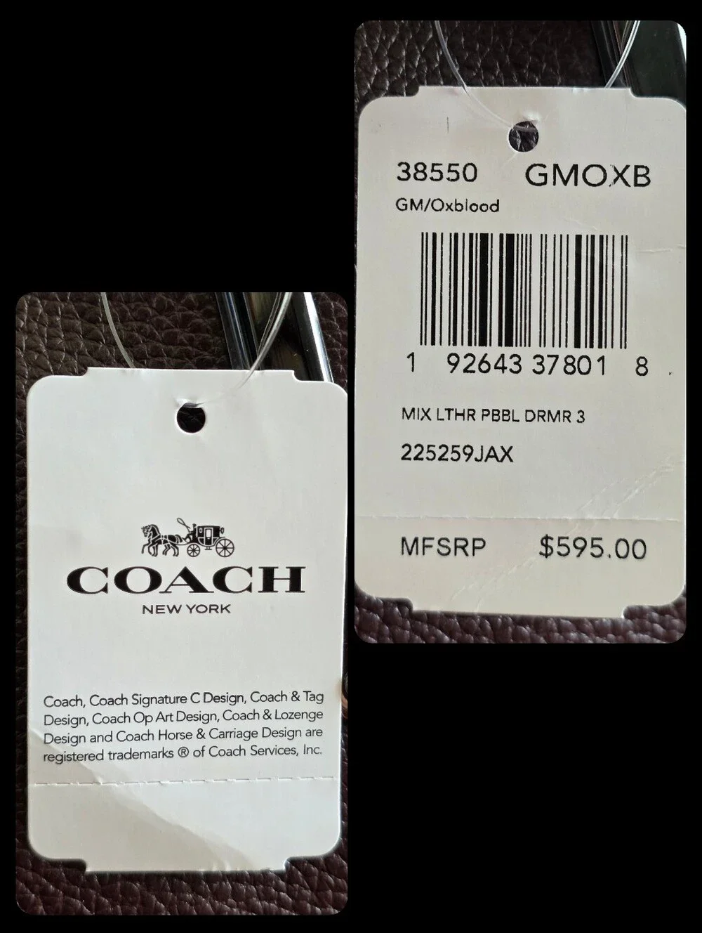 Coach Dreamer 36 38550 Oxblood Pebbled Leather Satchel Bag NWT